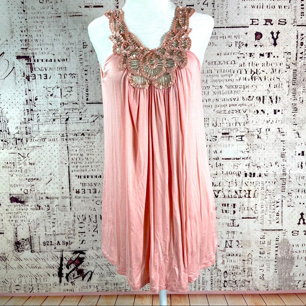 Anthropologie Pleione Embellished Tank Top